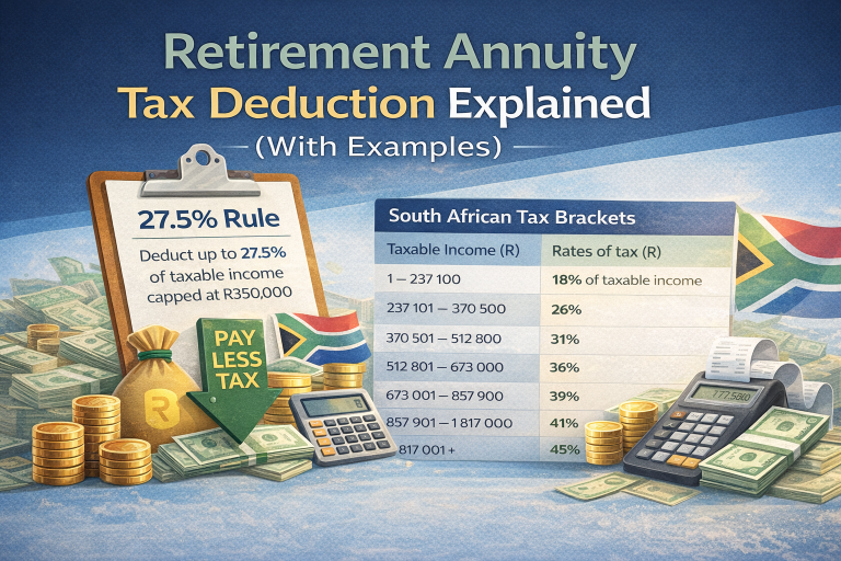 Retirement annuity tax deduction explained South Africa 27.5 percent rule